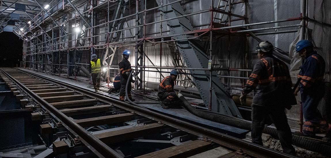 Foto da obra na Linha do Algarve, Troço Tunes - Lagos